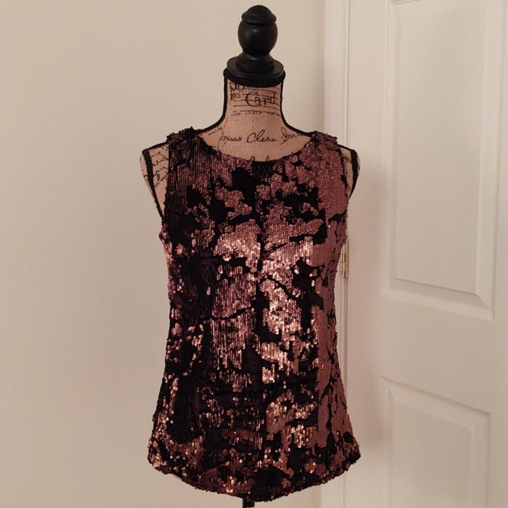 INC Women Velvet and Sequins Sleeveless Top | Petite S